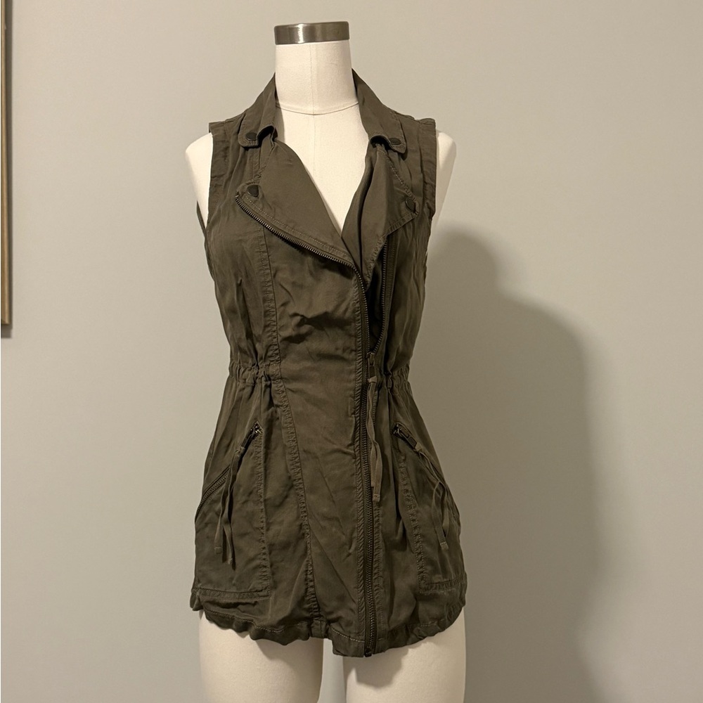 2000s American Eagle green zip-up military style vest size XS